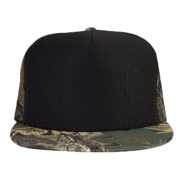 OTTO Polyester Foam Front Camouflage Cotton Twill Round Flat Visor "OTTO SNAP" Five Panel High Crown Mesh Back Trucker Snapback Hat Thumbnail