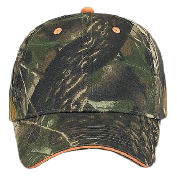 OTTO Camouflage Cotton Blend Twill Sandwich Visor Six Panel Low Profile Baseball Cap Thumbnail